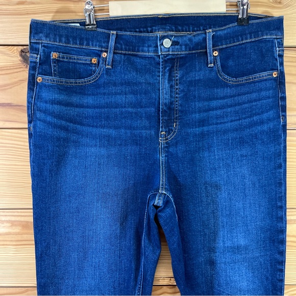 Gap Vintage Slim High Rise Jeans 34 18R Dark Indigo Stretch Denim Raw Hem - Picture 2 of 15